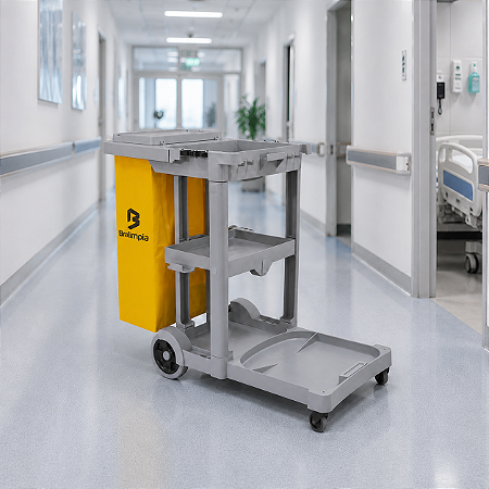 Carrinho Funcional de Limpeza (Capacidade de 80L do saco de lona)