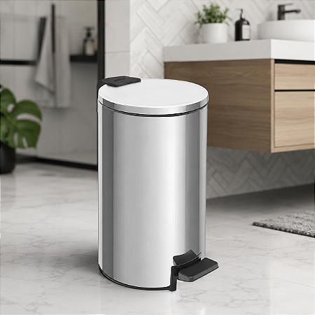 Lixeira em Aço Inox C/ Pedal 12 Litros