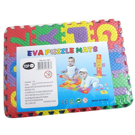 Tapete Educativo EVA Puzzle Mat - Quebra Cabeca Pedagogico  EVA numeros e letras - BA17696 BA17697