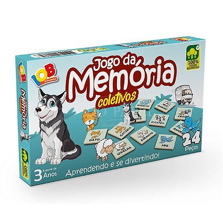 Jogo da Memória Animais 24 Peças Brinquedo Educativo de