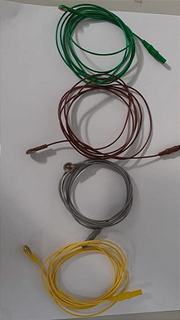 Eletrodos para Neurofeedback - 04 eletrodos com fio de 1,5 MT (verde, marrom, cinza e amarelo)