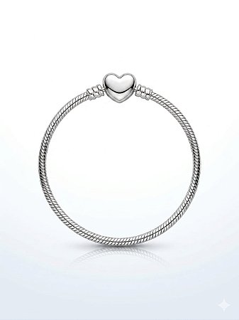 Pulseira Feminina Folheado Prata com Fecho Coração