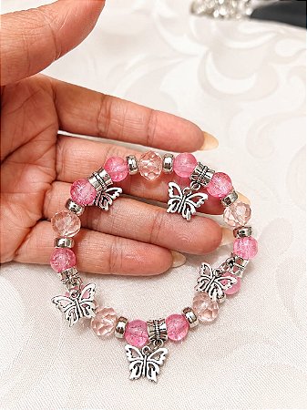 Pulseira Com Miçanga, Cristais E Pingentes Coloridos
