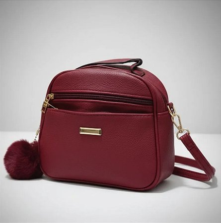 Bolsa Transversal Feminina Média Vinho Chic