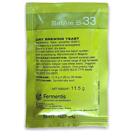 Levedura Fermento Fermentis S-33 11g