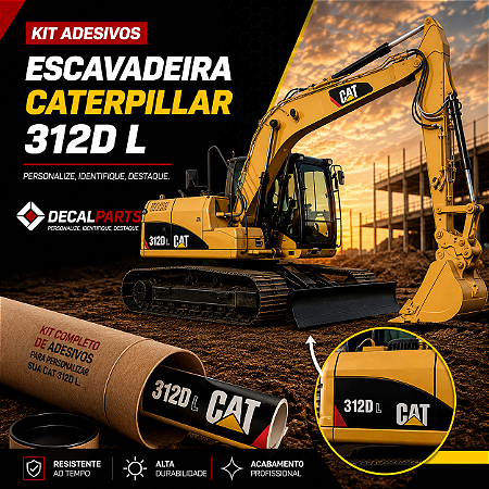 Kit Adesivos Escavadeira Caterpillar 312DL Completo