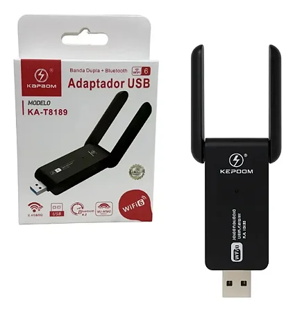 Adaptador Antena Wifi 6 Usb Dual Band 2.4/5Ghz Ka-T8189 - Kapbom