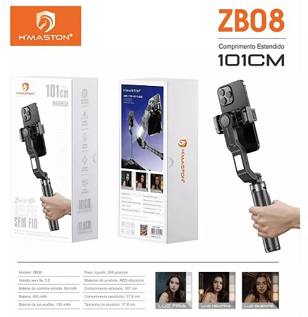 Bastao De Selfie Inteligente Estabilizador Ai 101Cm Hmaston - Zb08