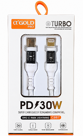 Cabo Iphone/Tipo C 30W Turbo Agold Pro - Cb87
