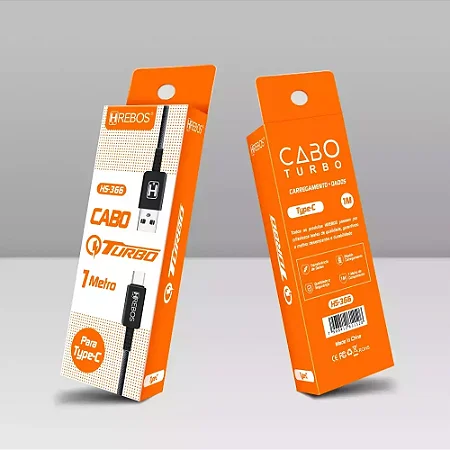 Cabo Usb Tipo C Hrebos Turbo 1M Hs-366