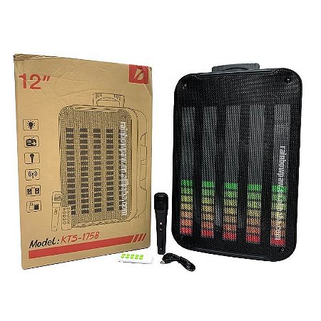 Caixa De Som Kts 1758 12 Polegadas / Microfone / Controle / Led Rgb