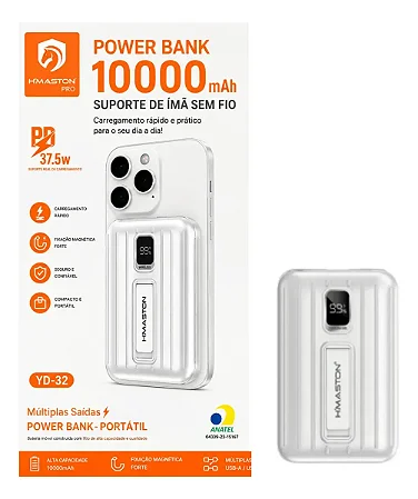 Carregador Portatil 10.000Mah Hmaston Sem Fio Pd 37.5W C/ Suporte Yd-32