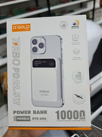 Carregador Portatil 10.000Mah Indução Magsafe Turbo 22.5W Agold Bte-60A
