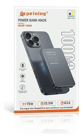 Carregador Portatil 10.000Mah Peining Sem Fio Magnetico 15W Wup-1009