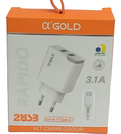 Carregador Tipo C 3.1A Agold - Ca19-7 (Cabo Separado)
