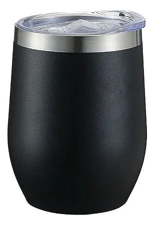 Copo Termico 360Ml (Cuia) Sem Logo Com Tampa - Preto