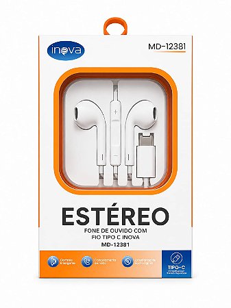 Fone De Ouvido Com Fio Tipo C Inova Md-12381