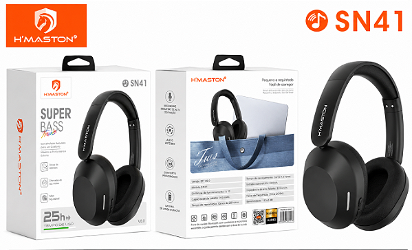 Fone Sem Fio Bluetooth Headphone Hmaston Superbass V6.0 25H Sn41