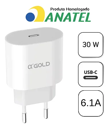Fonte Tipo C 30W 6.1A Agold - Ca37-4