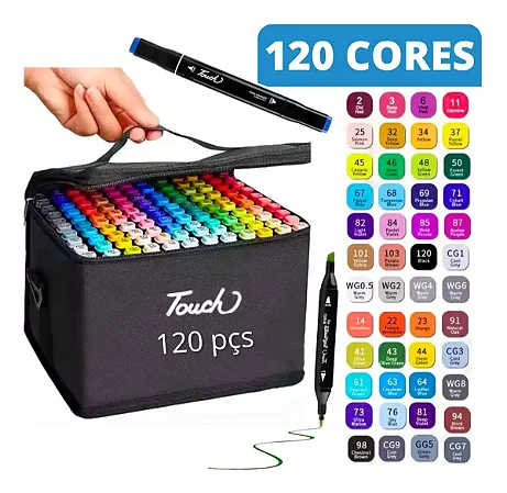 Kit Canetas De Colorir Ponta Dupla - 120 Cores