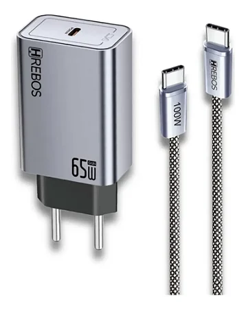 Kit Carregador Tipo C P/ Iphone Hrebos Premium 65W Crg-229Ci