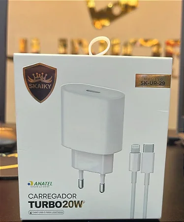 Kit Carregador Tipo C P/ Iphone Turbo 20W 1M Ur-29 - Skaiky (Homologada Anatel)