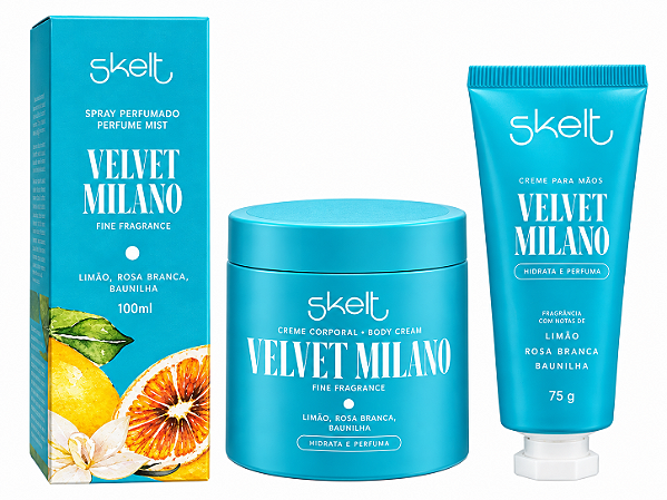 Kit Skelt Velvet Milano - Body Splash / Creme corpo / Creme mão