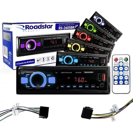 Rádio Automotivo Bluetooth Mp3 Player USB SD Roadstar RS2605BR ES