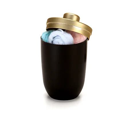 Porta Algodão Cotonete Multiuso Com Tampa 15cm 500ml Arthi Cor Preto Dourado