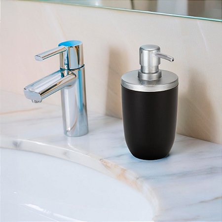 Dispenser Porta Sabonete Líquido Pia Banheiro Lavabo ~ Arthi Preto Com Cromado