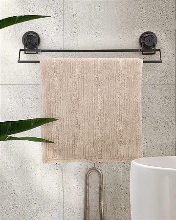 Porta Toalha Banho Toalheiro Banheiro Ventosa Preto Sem Furos Arthi