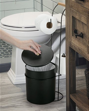 Suporte De Chão Para Papel Higiênico Com Lixeira Tampa ~ Arthi Black