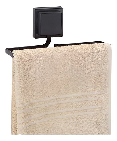 Porta Toalha de Rosto Barra Banheiro Lavabo Toalheiro Sem Furo Fixação Dupla Face Preto Arthi