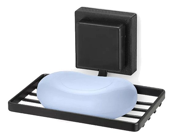Saboneteira Parede Banheiro Porta Sabonete Preto Sem Furo 3m Arthi