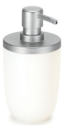 Porta Sabonete Liquido Luxo Para Lavabo 500ML Branco Cromo Fosco Arthi
