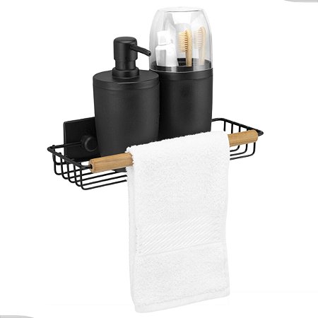Prateleira Suporte Porta Shampoo Multi Uso Preto Eco Design Arthi