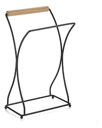 Porta Toalha Duplo Rosto Lavabo Aço Preto Eco Design Arthi