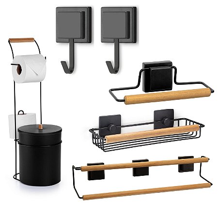 Kit Banheiro Eco Design com 6 Acessórios ~ Arthi Preto