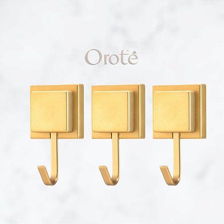 Kit Acessórios Banheiro 3 Peças Sem Furo 3M Dourado ~ Arthi