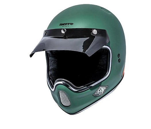 Capacete Bieffe Old School Moto X Eternal ~ Cinza F Laranja