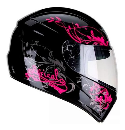 Capacete de Moto Fly F9 Lyrical Preto Com Rosa  56