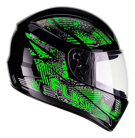 Capacete de Moto Fly F9 HG Flash Preto com Verde  58