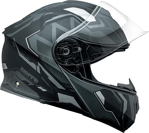 Capacete Escamoteavel Oculos Bieffe Bdynamic Preto Fosco Grafite  58