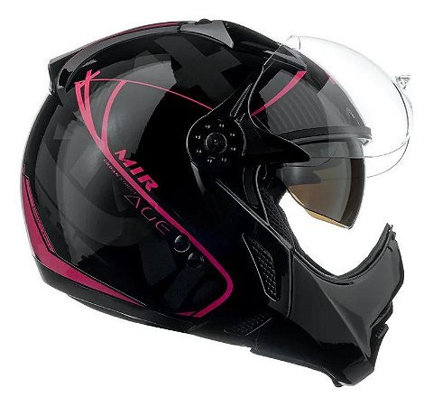 Capacete Mirage Edge Preto E Pink Com Óculos ~ Peels