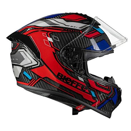 Capacete BCarbon Connect Preto Vermelho Brilhante ~Bieffe  60