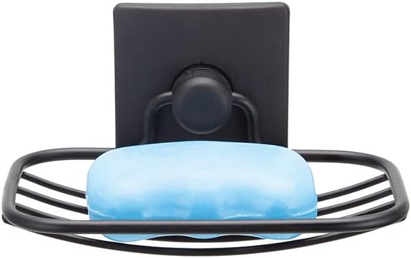 Saboneteira Arthi Preto Design Moderno e Clean Suporte Prático Instalação com Fita 3M
