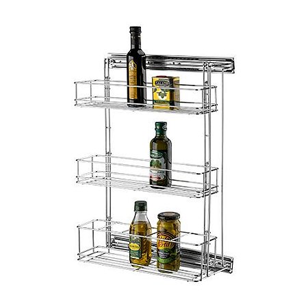 Porta Garrafas Latas Triplo Lateral para Armários de Cozinha Schimitt Aramados