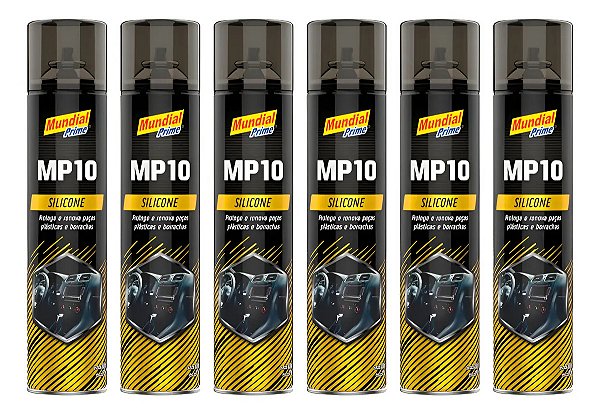Silicone Spray 300ml Preto Mundial Prime Proteção Superfícies Plástico Borracha Neutro quantity 6
