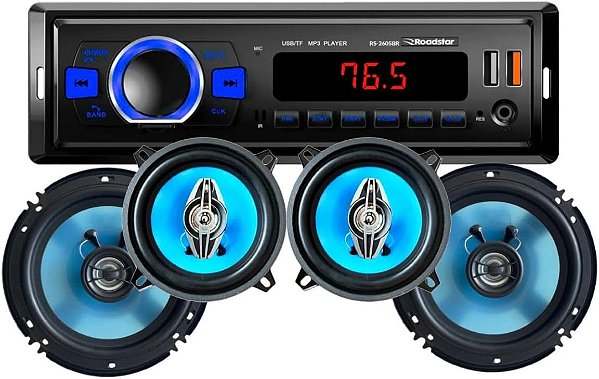 Kit Auto Rádio 2 Alto Falantes 6 2 Alto Falantes 5 50W RS2665BR Smart Kit Line Roadstar
