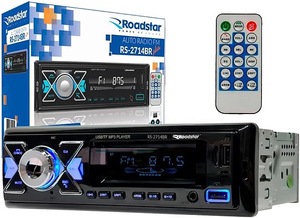 Auto Rádio Para Carro Bt Fm Aceita Controle Distancia 4 Rca Roadstar RS2714BR